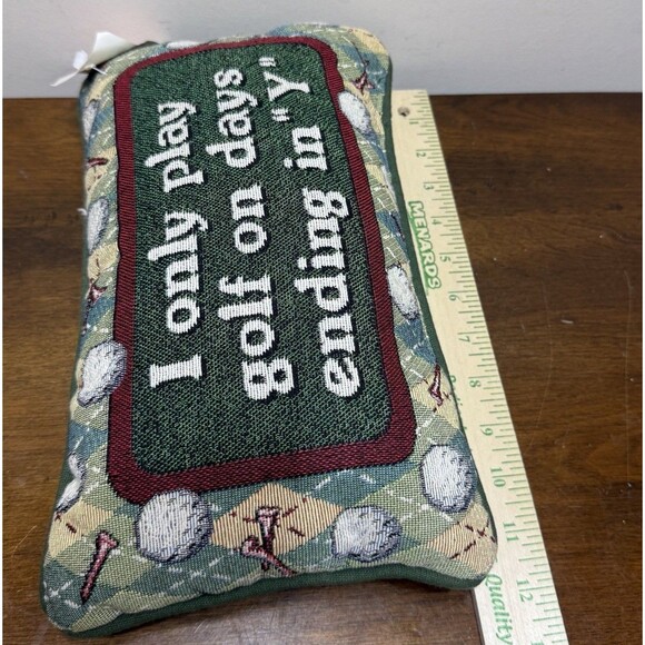 Vintage Needlepoint Accent I Only Golf On Days That End In Y Made In USA - Picture 3 of 4